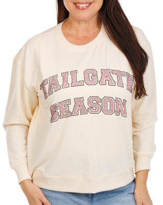 Thumbnail 1: Marled Women's Plus Long Sleeve Tailgate Season Rhinestone Pullover 