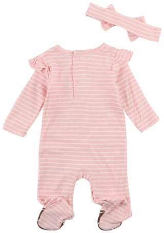 Thumbnail 2: Baby Essentials Baby Girls 2 Pc Game Day Footie Pajama Set 
