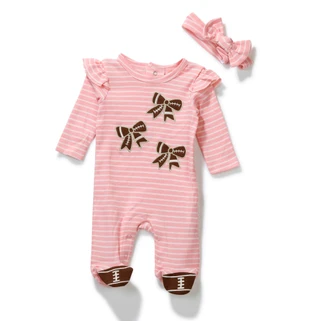 Thumbnail 1: Baby Essentials Baby Girls 2 Pc Game Day Footie Pajama Set 