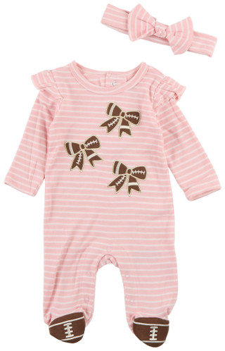 Thumbnail 1: Baby Essentials Baby Girls 2 Pc Game Day Footie Pajama Set 