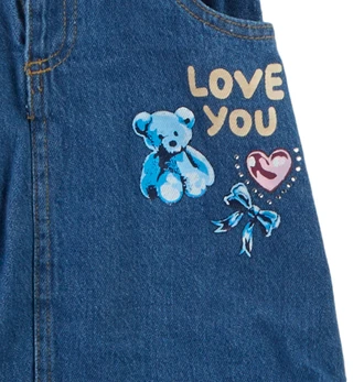 Thumbnail 2: Nannette Little Girls 2 Pc Short Sleeve Denim Dress 