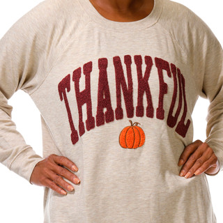 Thumbnail 4: Daniel Rainn Plus 3/4 Sleeve Thankful Embroidered Sweatshirt 