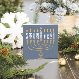 Thumbnail 3: SINCERE SURROUNDINGS Hanukkah Small Talking Square Sign 