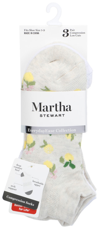 Thumbnail 1: Martha Stewart Women's 3 Pk Compression Low Cut Socks Set 