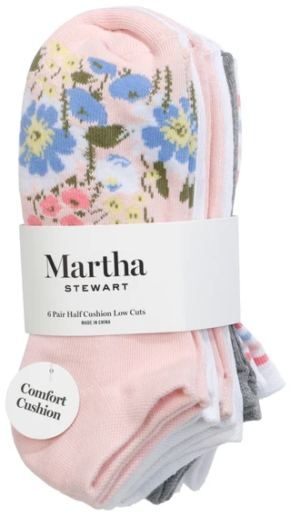Thumbnail 1: Martha Stewart Women's 6 Pk Half Cushion Low Cut Socks 