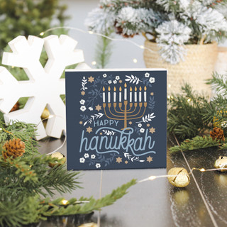 Thumbnail 3: SINCERE SURROUNDINGS Hanukkah Small Talking Square Sign 