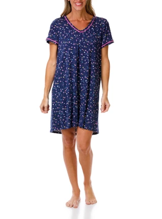 Thumbnail 1: Cuddl Duds Womens Short Sleeve Harvest Toile V Neck Nightgown  
