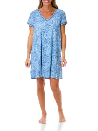 Thumbnail 1: Cuddl Duds Womens Short Sleeve Harvest Toile V Neck Nightgown  