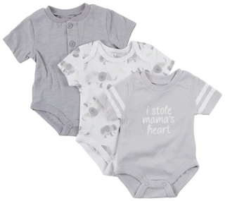 Thumbnail 1: Baby Essentials Baby Boys 3 Pc Short Sleeve Bodysuits Set 