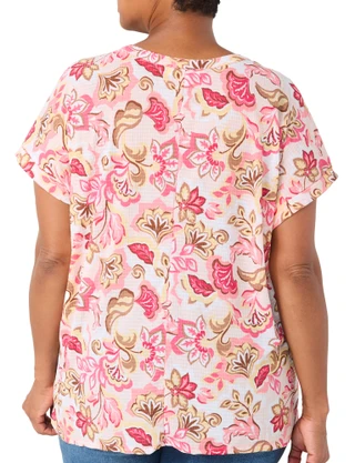 Thumbnail 2: Coral Bay Plus Short Sleeve Henley Waffle Top 