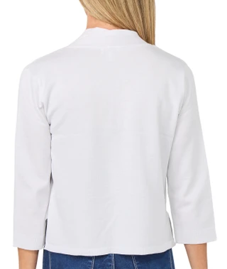 Thumbnail 2: Nina Leonard Women's 3/4 Sleeve Solid Ribbed Bolero 