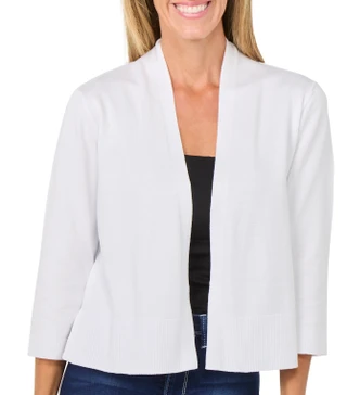 Thumbnail 1: Nina Leonard Women's 3/4 Sleeve Solid Ribbed Bolero 