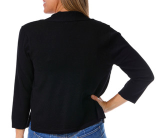 Thumbnail 2: Nina Leonard Women's 3/4 Sleeve Solid Ribbed Bolero 