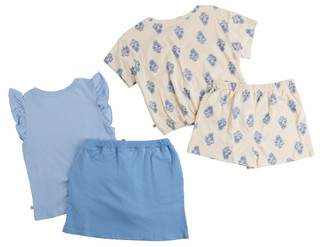 Thumbnail 2: BEARPAW Big Girls 4 Pc Short Sleeve Tee Skort Set 