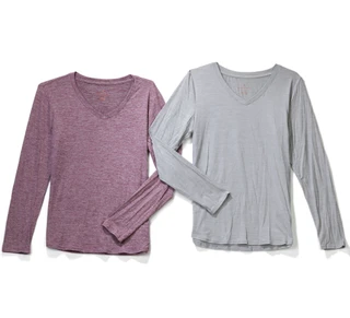 Thumbnail 1: Danskin Women's 2 Pk Active V-Neck Long Sleeve Tops 