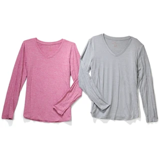 Thumbnail 1: Danskin Women's 2 Pk Active V-Neck Long Sleeve Tops 