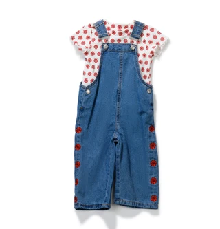 Thumbnail 1: 7 FOR ALL MANKIND Baby Girls 2 Pc Denim Overalls Set 