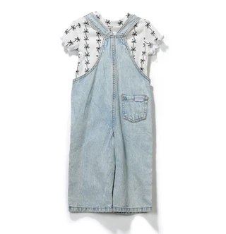 Thumbnail 2: 7 FOR ALL MANKIND Baby Girls 2 Pc Denim Overalls Set 