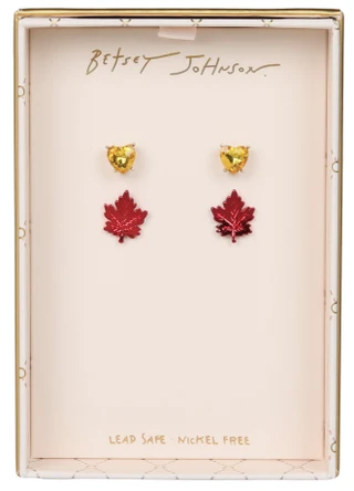 Thumbnail 1: Betsey Johnson 2 Pr Fall Stud Earrings  