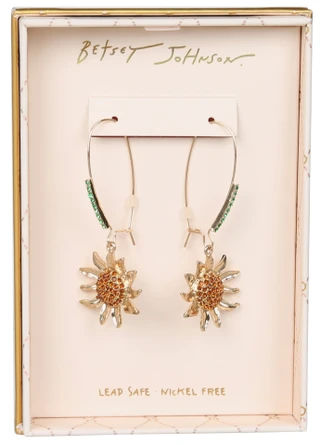 Thumbnail 1: Betsey Johnson Sunflower Drop Pendant Earrings  