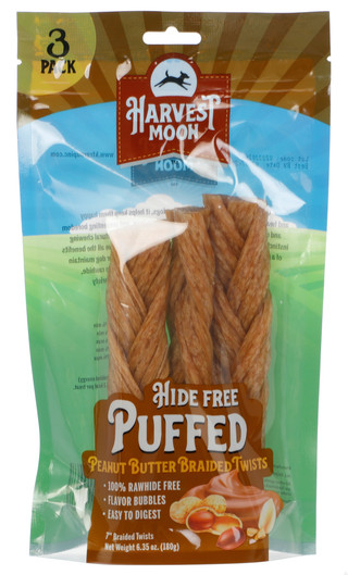 Thumbnail 1: Harvest Moon 3 Pk Hide Free Puffed Peanut Butter Braided Twists 