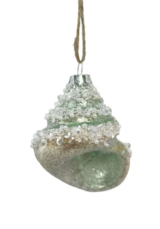 Thumbnail 1: Magical Season Glass Green Beaded Shell Ornament 