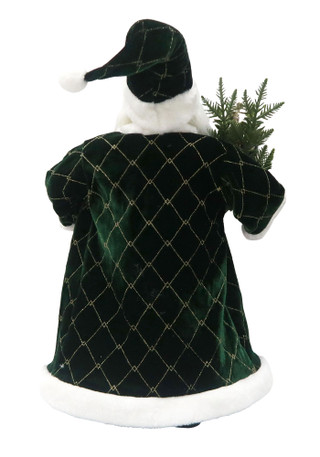 Thumbnail 2: Magical Season 18" Green & Gold Snowflake Santa Figurine 
