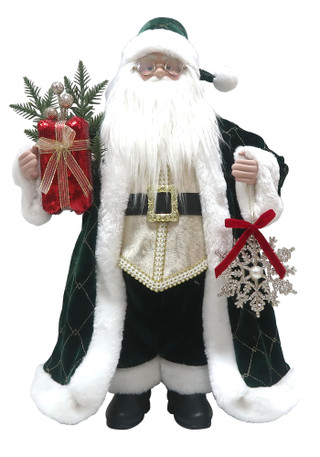 Thumbnail 1: Magical Season 18" Green & Gold Snowflake Santa Figurine 
