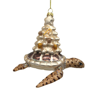 Thumbnail 1: Magical Season Glass Turtle with Coastal Tree Ornament 