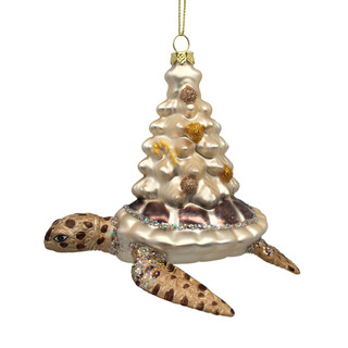 Thumbnail 2: Magical Season Glass Turtle with Coastal Tree Ornament 