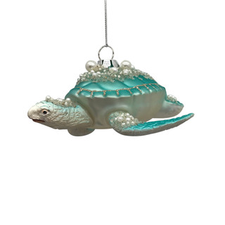 Thumbnail 1: Magical Season Glass Turtle with Pearls Ornament 