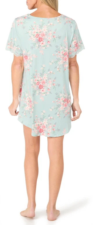 Thumbnail 2: FLORA Women's Short Sleeve Floral Sleep Shirt  