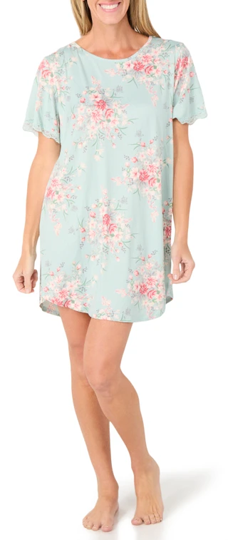 Thumbnail 1: FLORA Women's Short Sleeve Floral Sleep Shirt  
