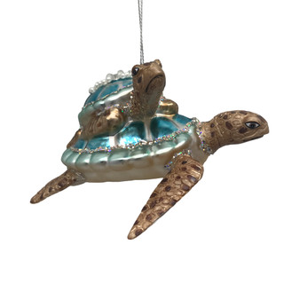 Thumbnail 1: Magical Season Glass Turtle Family Ornament 