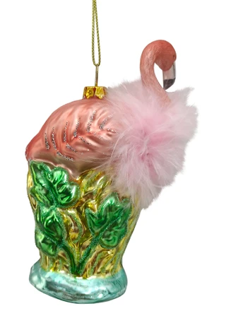 Thumbnail 2: Magical Season Glass Flamingo with Feathers Ornament 