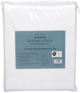 Thumbnail 2: BURANO HOME 4 Pc 300 Ct Cotton Sateen Sheet Set 