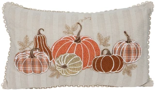 Thumbnail 1: 14x24 Autumn Embroided Pumpkin Pillow 