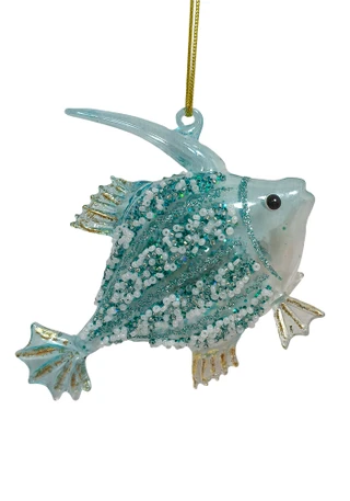 Thumbnail 1: Magical Season Blue Glitter Fish Glass Ornament 