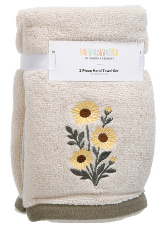 Thumbnail 1: Everyday by Martha Stewart 2 Pk 16x28 Sunflower Hand Towel Set 