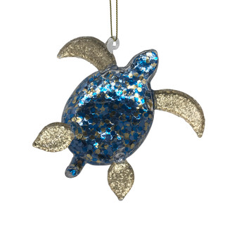 Thumbnail 2: Magical Season Glass Turtle with Glitter Ornament 