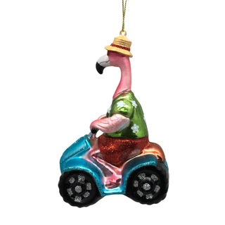 Thumbnail 2: Magical Season Glass Flamingo on ATV Ornament 
