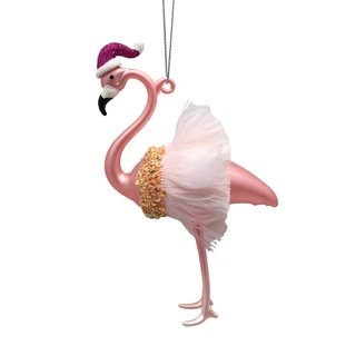Thumbnail 1: Magical Season Glass Flamingo with Hawaiian Skirt Ornament 
