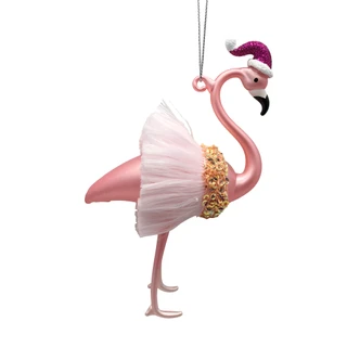 Thumbnail 2: Magical Season Glass Flamingo with Hawaiian Skirt Ornament 