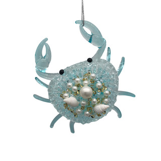 Thumbnail 1: Magical Season Glass Crab with Beads & Shells Ornament 