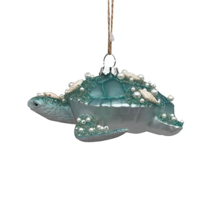 Thumbnail 2: Magical Season Glass Turtle with Pearls Ornament 