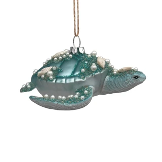 Thumbnail 1: Magical Season Glass Turtle with Pearls Ornament 