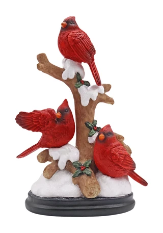 Thumbnail 1: Magical Season 10" Cardinals on Snowy Branch Christmas Decoration 
