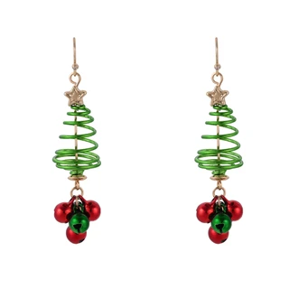 Thumbnail 1: Brighten the Season Christmas Metal Tree Drop Earrings 