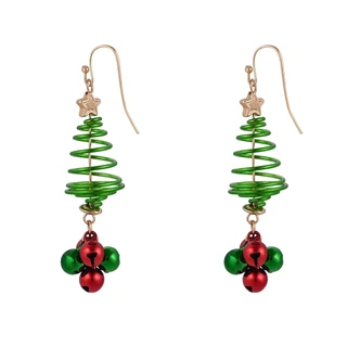 Thumbnail 2: Brighten the Season Christmas Metal Tree Drop Earrings 