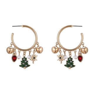 Thumbnail 1: Brighten the Season Christmas Charm Hoop Earrings 